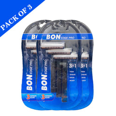 BON Pack of 3 EDGE PRO 3-in-1 Men’s Razor