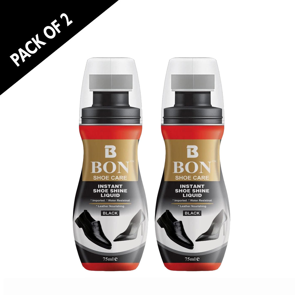 Bon Shoe Liquid Polish Black (Pack of 2) – 75g Shoe Shiner & Leather Care