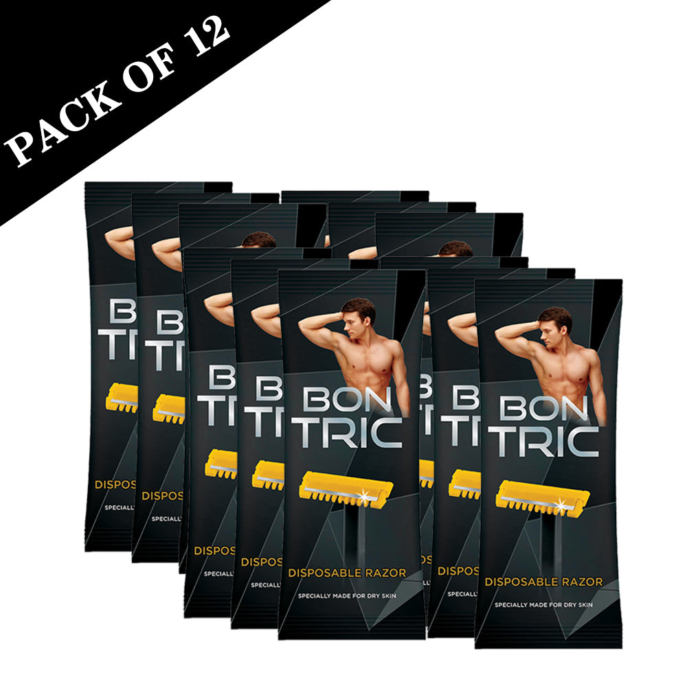 Bon Tric Razor, Pack of 12, UltraGlide Razor, Disposable Razors, Smooth Shaving, Men’s Razor, Women’s Razor, Precision Blades, Comfortable Shave.