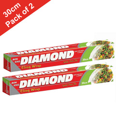Bon Pack of 2 Diamond Cling Wrap 30cm x 21 Meters – Premium Stretchable Food Wrap for Freshness & Storage.